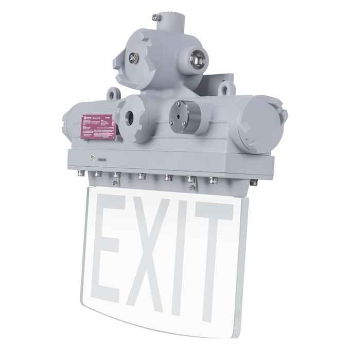 HAZ EXIT SIGN C1D1 120-277V LITHIUM GR white, diagonal, alternat