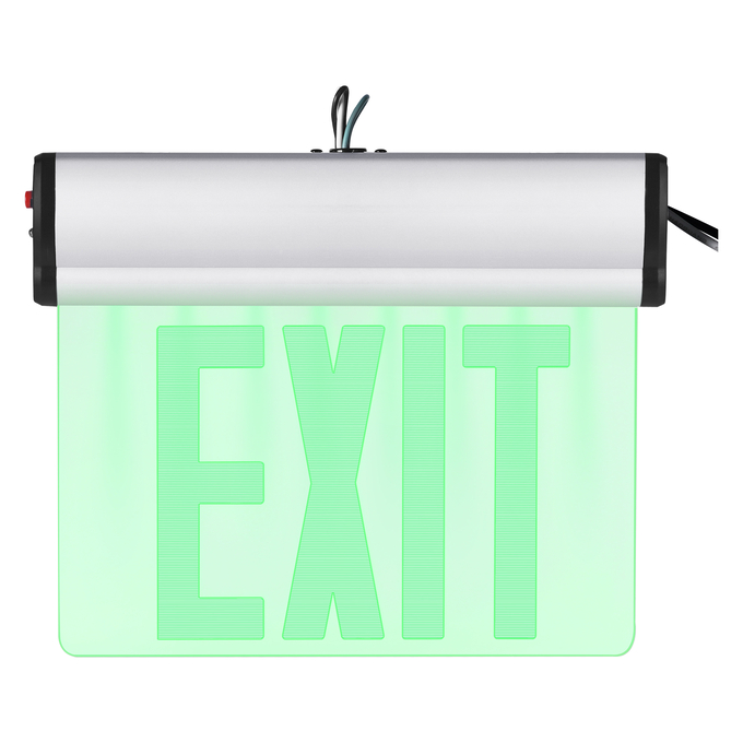 EXIT EDGE LIT ALUMINUM white, upright, sw. on