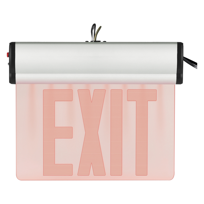 EXIT EDGE LIT ALUMINUM white, upright, sw. on